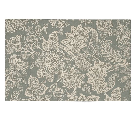Layla Palampore Indoor Outdoor Rug Gray Pottery Barn