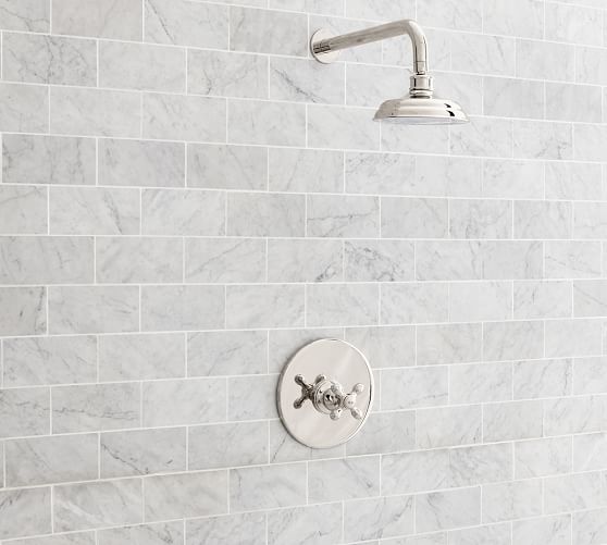 Langford Pressure Balance Cross Handle Shower Faucet Set Pottery