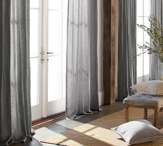 Classic Belgian Flax Linen Curtain Soft Rose Pottery Barn