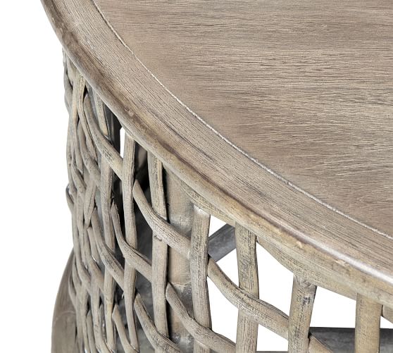Open Weave Rattan Round Coffee Table Pottery Barn