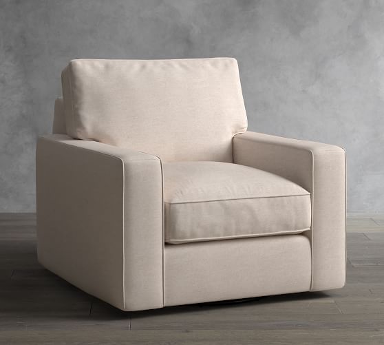 Pb Comfort Square Arm Upholstered Swivel Armchair Pottery Barn