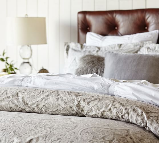 Taupe Mackenna Paisley Percale Patterned Duvet Cover Sham