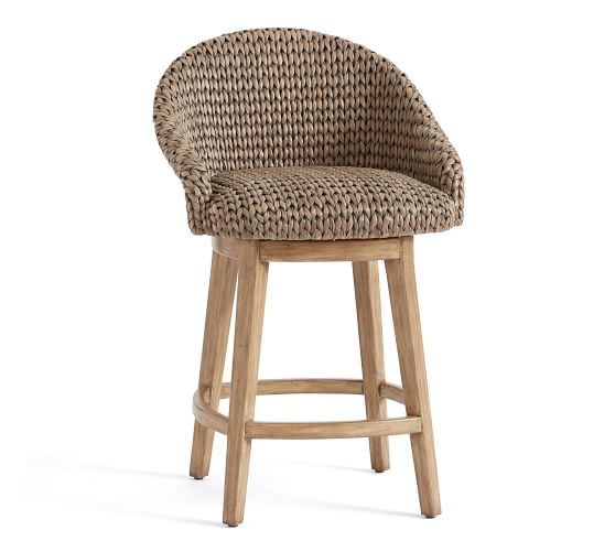 Seagrass Bucket Swivel Counter Stool Pottery Barn