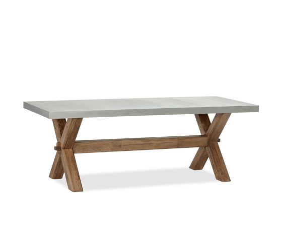 Abbott Zinc Top Rectangular Dining Table Brown Pottery Barn
