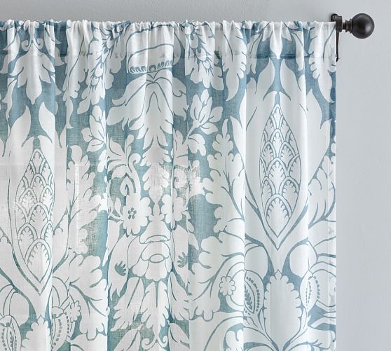 Damask Printed Sheer Curtain Pottery Barn
