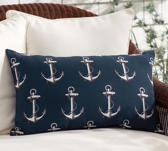Indoor Outdoor Anchor All Over Lumbar Pillow Pottery Barn