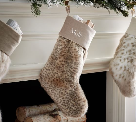 Faux Fur Stocking Dune Leopard Pottery Barn
