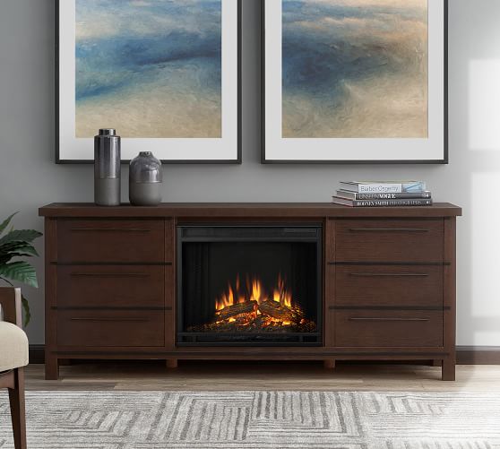 Real Flame Parsons Electric Fireplace Media Cabinet Pottery Barn