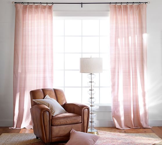 Dupioni Silk Pole Pocket Curtain Brownstone Pottery Barn