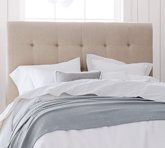 Jenner Square Upholstered Tufted Bed Pottery Barn