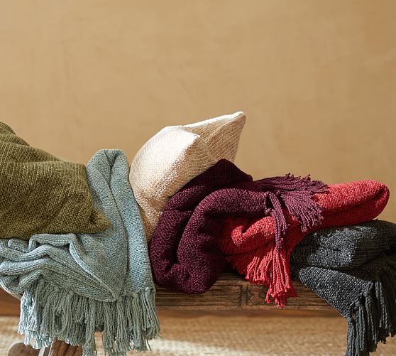 Rayon Chenille Throw Blanket Pottery Barn