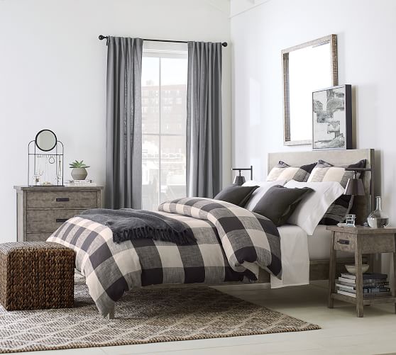 Bryce Buffalo Check Cotton Duvet Cover Shams Taupe