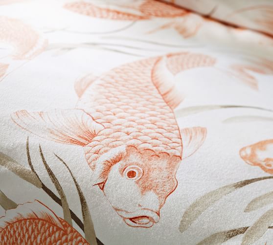Koi Fish Organic Patterned Duvet Cover Sham Pottery Barn