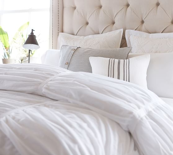 Hadley Ruched Cotton Duvet Cover Shams Pottery Barn