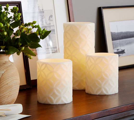 Flameless Wax Medallion Pillar Candle Pottery Barn