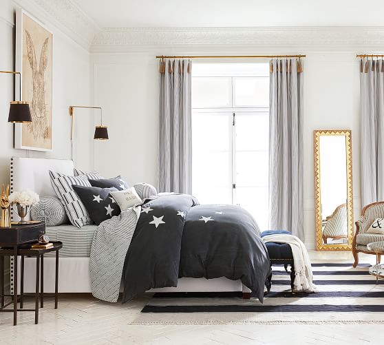 The Emily Meritt Ticking Stripe Curtain With Hook And Tassel