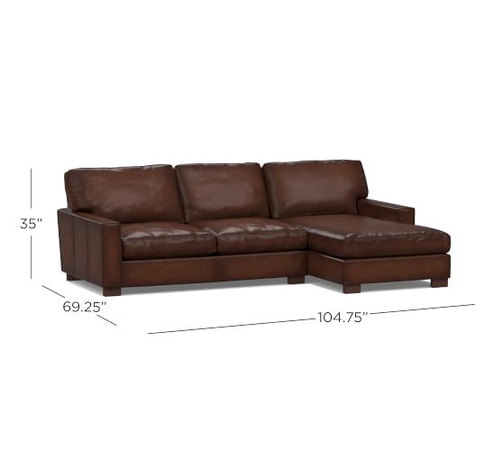 Turner Square Arm Leather Sofa With Chaise Sectional Turner Square Arm Leather Sofa With Chaise Sectional