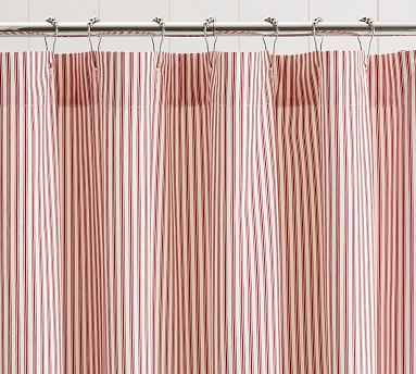 Ticking Stripe Ruffle Shower Curtain Pottery Barn