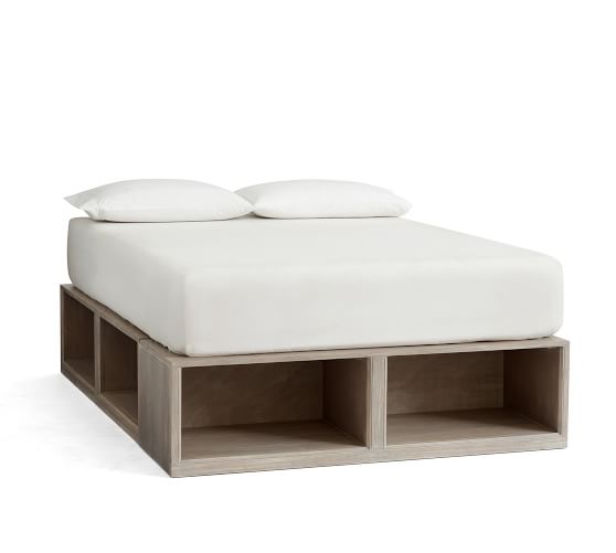 Stratton Storage Platform Bed With Baskets Wooden Beds Pottery