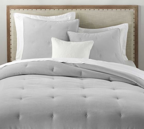Reign Velvet Comforter Gray Pottery Barn