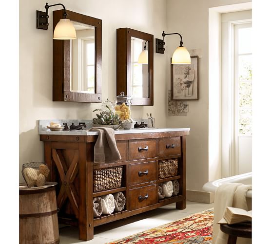 Benchwright Wall Mount Medicine Cabinet Rustic Mahogany