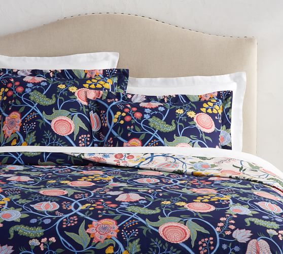 Kinzie Floral Reversible Organic Cotton Patterned Duvet Cover