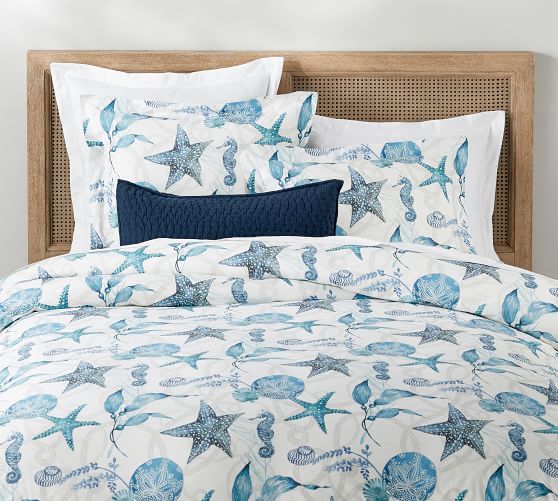 Catalina Coastal Percale Patterned Duvet Cover Sham Pottery Barn