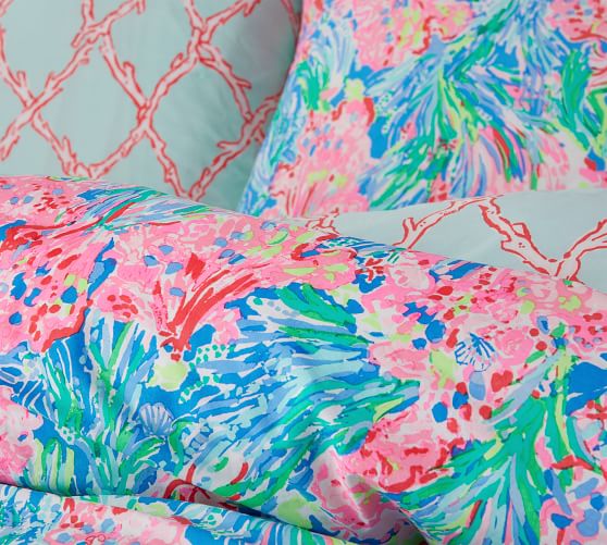 Lilly Pulitzer Fan Sea Pants Percale Patterned Duvet Cover Sham