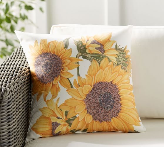 Botanical Sunflower Indoor Outdoor Pillow Pottery Barn