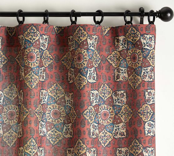 Lyric Print Blackout Curtain Warm Multi Pottery Barn
