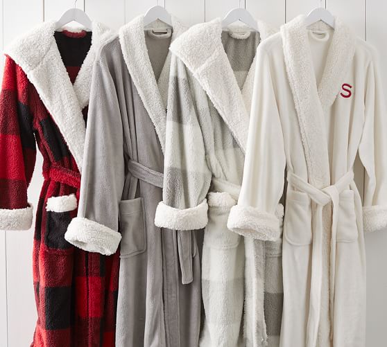 4 KIDZ Boys Plaid Hooded Dressing Gown Fluffy Fleece Robe