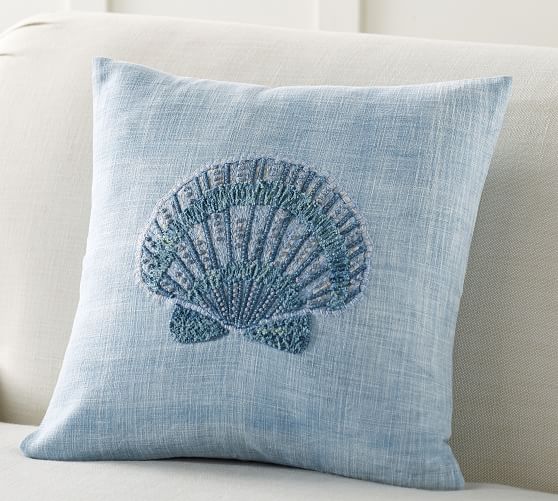 Shell Embroidered Decorative Pillow Cover Pottery Barn