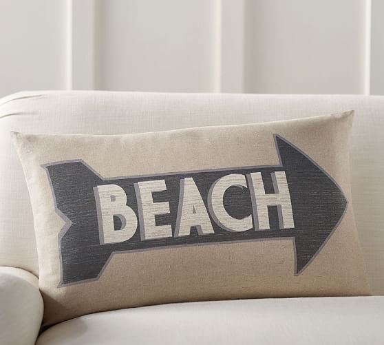 Beach Sign Lumbar Decorative Pillow Cover Pottery Barn Beach Sign Lumbar Decorative Pillow Cover Pottery Barn