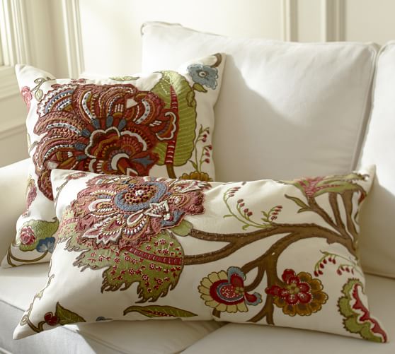 Riley Floral Embroidered Decorative Pillow Covers Pottery Barn