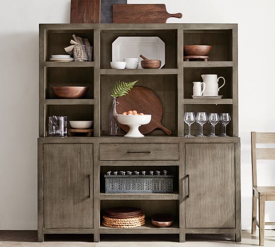 Landon Reclaimed Wood Buffet Table Hutch Set Pottery Barn