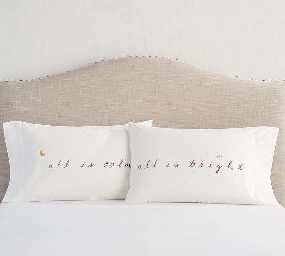 All Is Calm All Is Bright Organic Pillowcase Set Pottery Barn