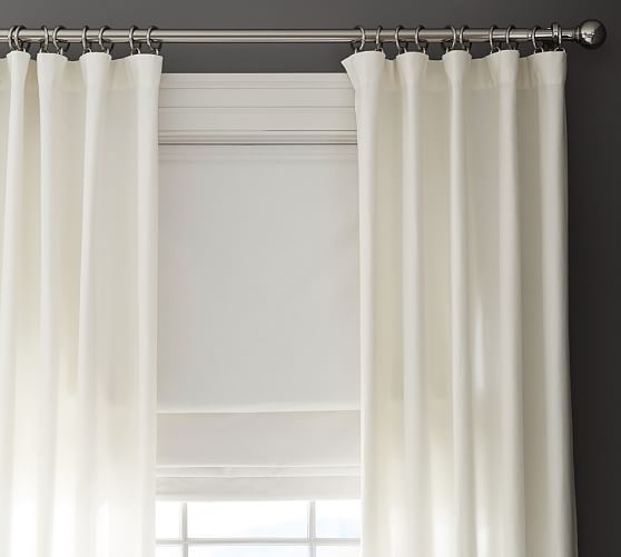 Emery Linen Cotton Cordless Roman Shade Charcoal Pottery Barn