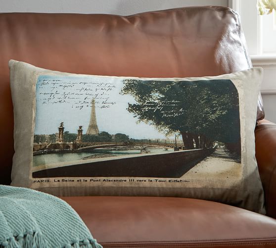 Paris Postcard Print Lumbar Decorative Pillow Cover Pottery Barn
