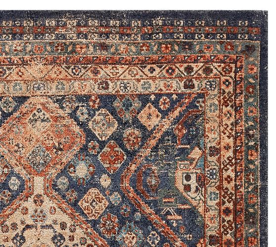 Blue Multi Mahalia Printed Rug Patterned Rugs Pottery Barn