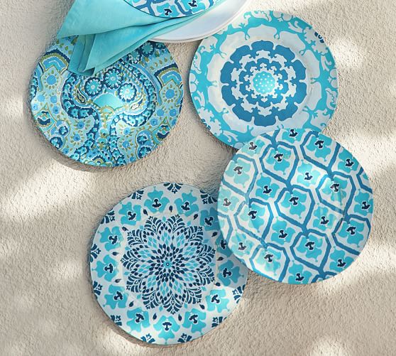 Natalie Melamine Salad Plate Mixed Set Of 4 Pottery Barn