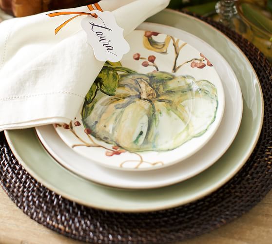 Harvest Pumpkin Salad Plates, Set of 4 Assorted Pottery Barn
