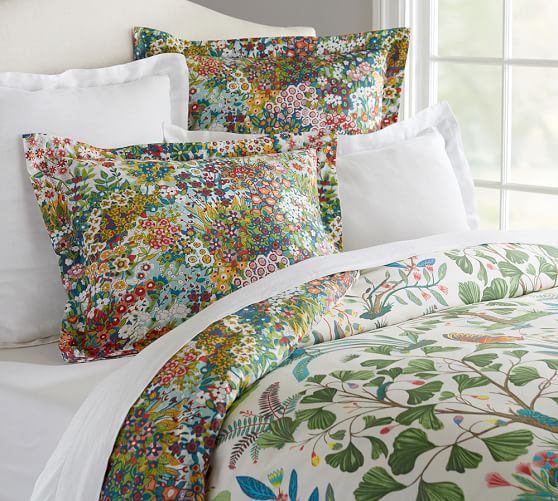 Evie Floral Reversible Organic Patterned Duvet Shams Pottery Barn