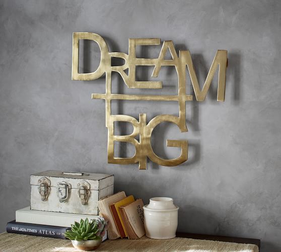 Dream Big Brass Wall Art Wall Decor Pottery Barn