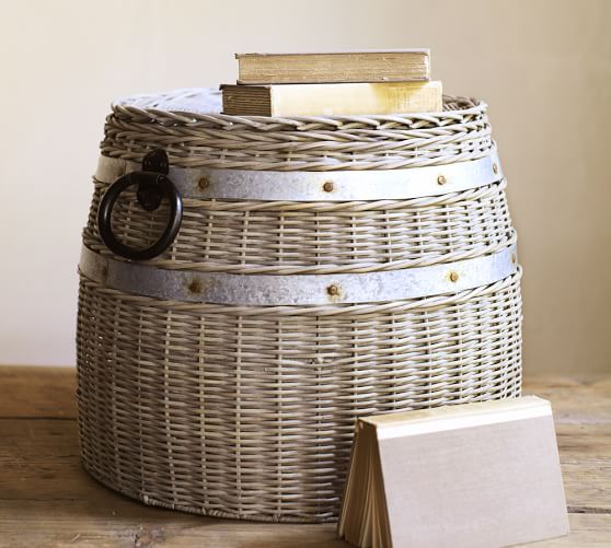 Cask Lidded Laundry Basket Pottery Barn