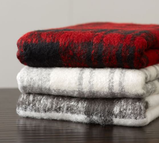 Mohair Plaid Throw Blanket Pottery Barn