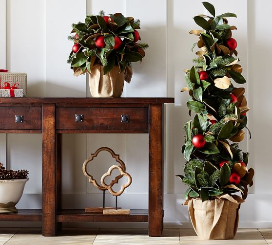 Outdoor Christmas Ornament Magnolia Topiaries Red Pottery Barn