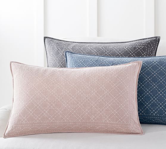Flint Embroidered Lumbar Decorative Pillow Cover Pottery Barn