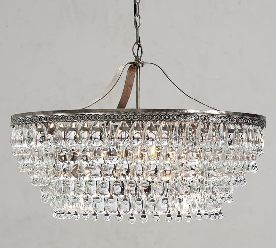 Clarissa Crystal Drop Round Chandelier Pottery Barn
