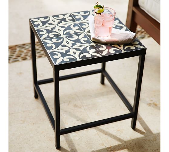 Square Tile Outdoor Side Table Pottery Barn