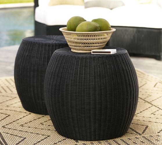 Palmetto All Weather Wicker Side Table Black Palmetto All Weather Wicker Side Table Black